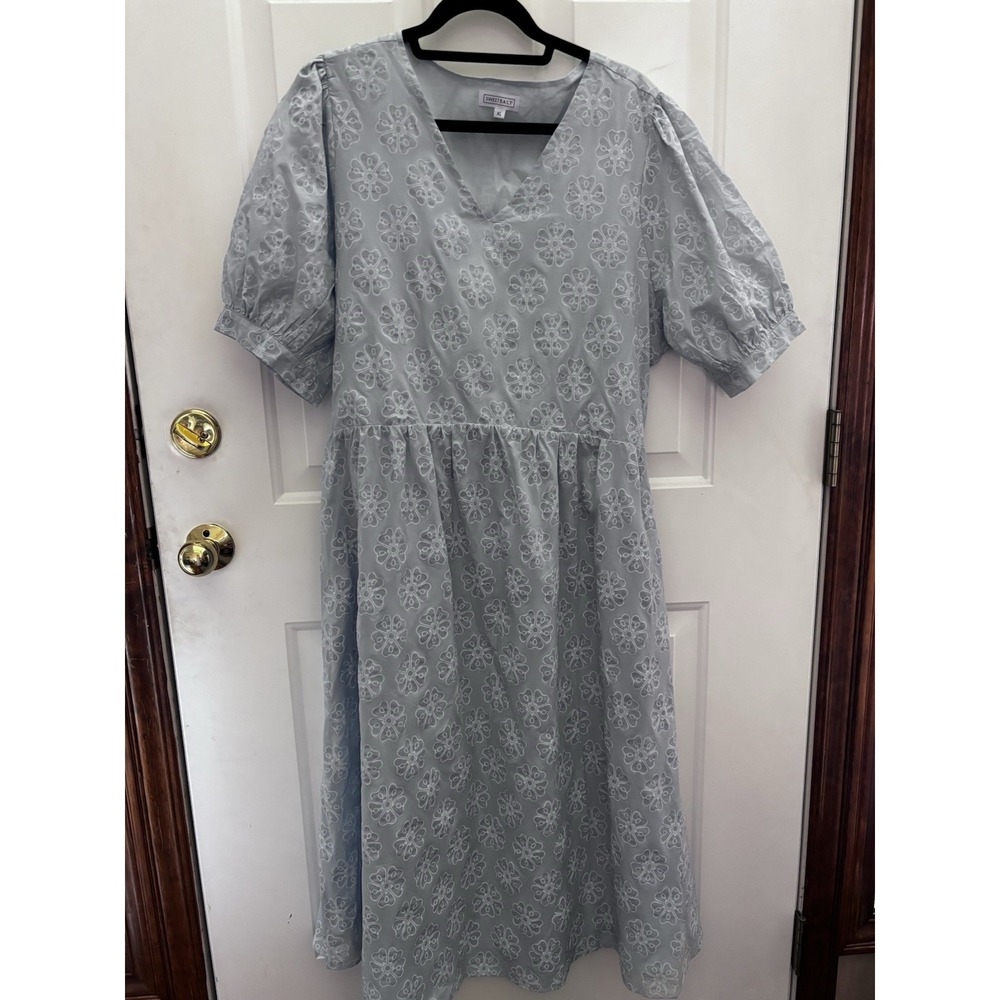 Prairie Dress Women's XL Cottagecore Modest Light Blue Floral